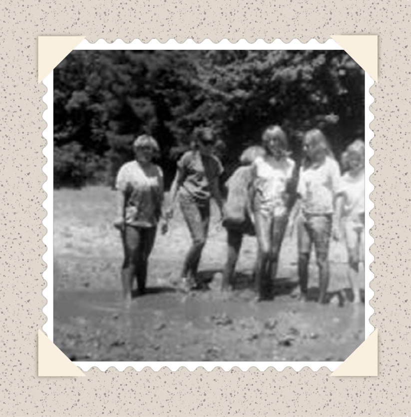 Natalie far left. Me next to her. Probably.y at Mount Cross Bible Camp.