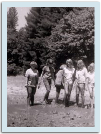 NATALIE, far left, me next to her, most likely at Mt. Cross Bible Camp