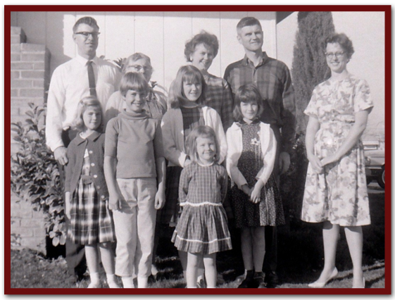 My family with Connie's family except - where's Kathy? Hiding and crying her eyes out, that's where. Is it my imagination or does Connie sport a self-satisfied smirk?