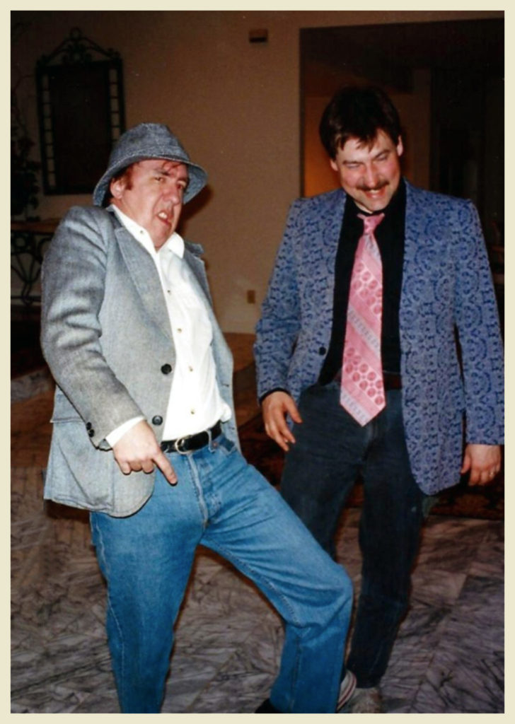 Terry McDonnell and John Salter at a mystery party around the same time