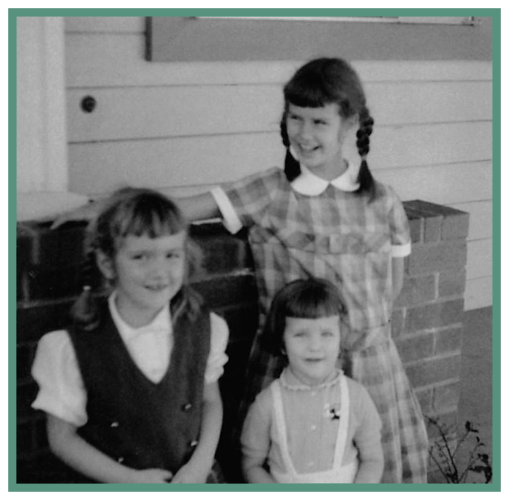 Janet, Joyce and I in front of Santa Clara parsonage a little later.