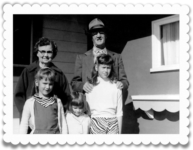 With our grandparents during one of their visits. Notice my enthusiasm.