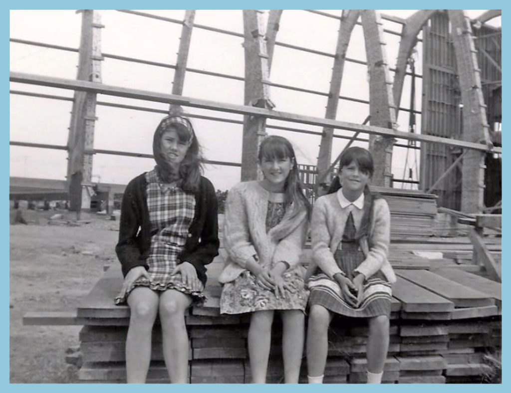 My sisters and I in front of Hope Lutheran under construction - 1966